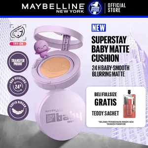 [NEW LAUNCH] NINGNING CHOICE - MAYBELLINE OFFICIAL Superstay Baby Matte Cushion 24H Baby Smooth Blurring Matte Oil Control Buildable Coverage Longwear Transferproof Waterproof Full Coverage Matte Makeup Tidak Oxidize Cocok untuk Kulit Berminyak