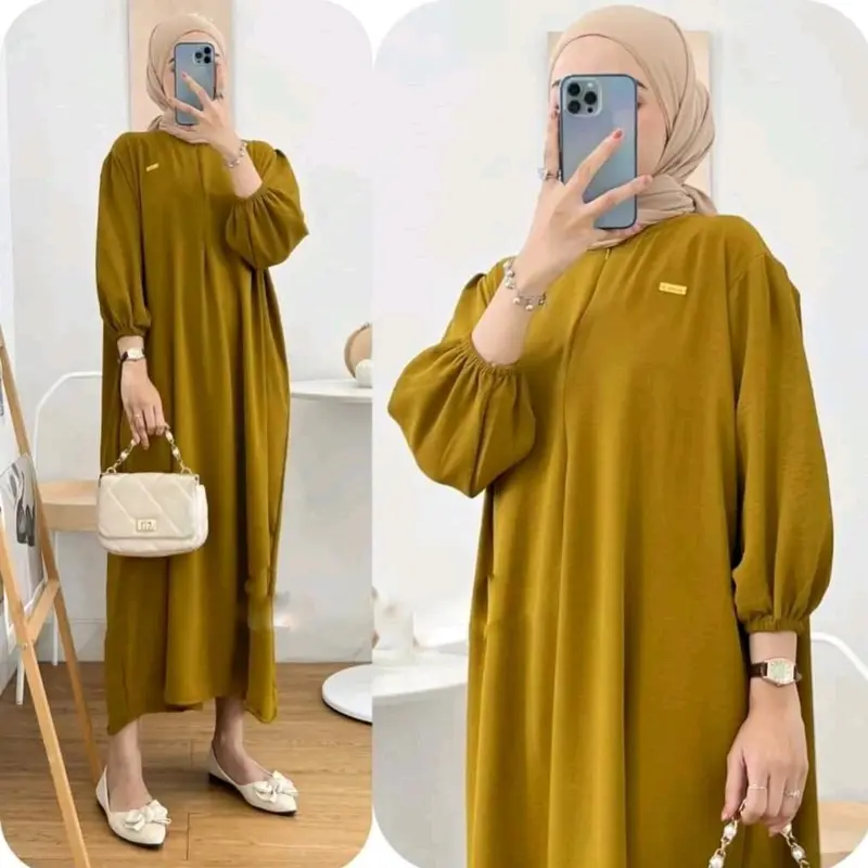 [BUNDLE 3 PCS] AMANDA MIDI DRESS CRINKLE AIRFLOW PREMIUM  Ootd Gamis Jumbo 6
