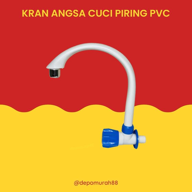 Kran Angsa Cuci Piring Plastik / Keran Air Dapur Tebal Anti Patah / Keran Dapur PVC Putih 1