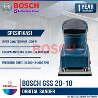Gambar BOSCH Mesin Amplas Kayu GSS 20-18 Orbital Sander 200 Watt Motor 200W Getaran Rendah Desain Ergonomis & Anti-Selip dari Bosch Tools Authorized BTS Kota Bogor 2 Tokopedia