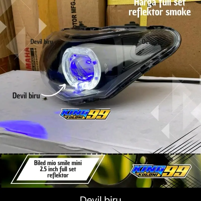 reflektor lampu depan y-mio new smile sporty plus billed proji ala ala 2,5 inci variasi warna devil Motorcycle 1