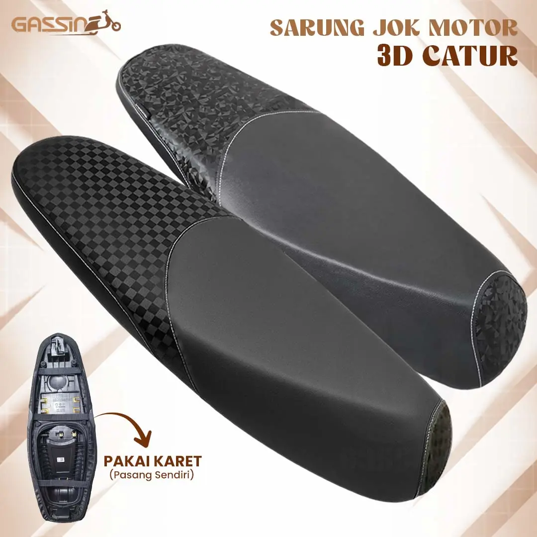 Cover Sarung Pelindung Kulit Jok Motor Model Carbon 3D Trendy Praktis Tinggal Pasang Ada Karet Perekat
