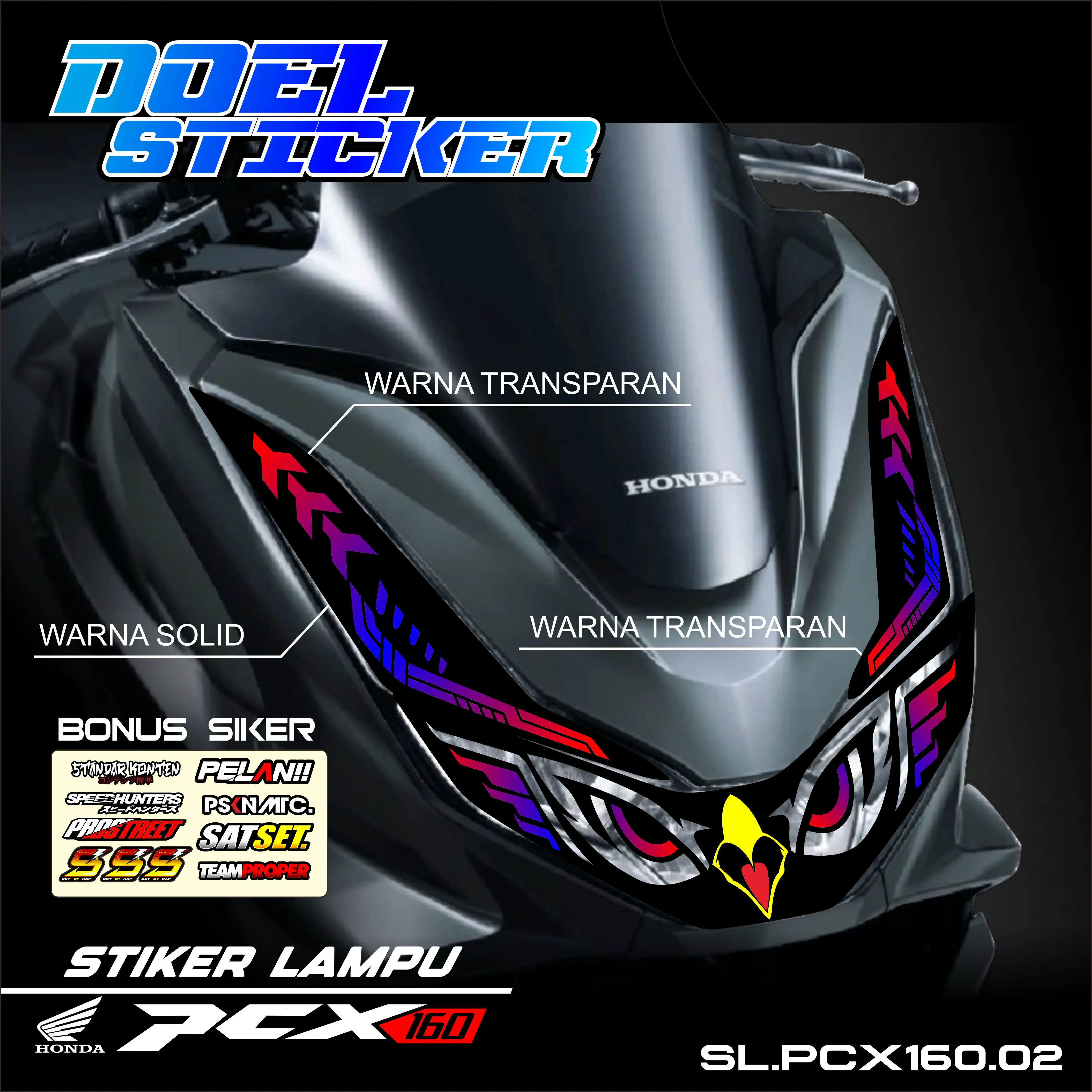 Sticker Variasi Lampu Alis Motor PCX 160 NEW JA STICKER 02A