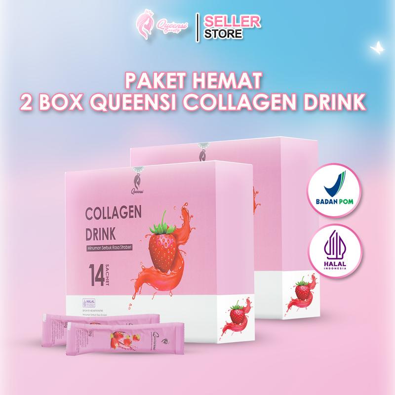 [ 2 Box ] Collagen Queensi Original Isi 28 Sachet - Suplemen Kecantikan Kulit minuman  pemutih collagen 2