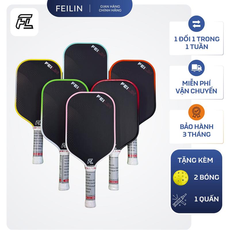 Vợt Pickleball FeiLin Gen 5 Chất Liệu Carbon Fiber Cao Cấp & Lõi PP Tổ Ong EVA…