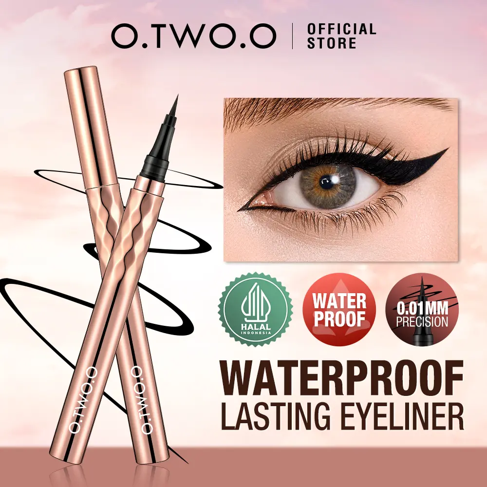 【live Campaign】O.TWO.O Gold Embroidery Eyeliner Pen Waterproof Classic Black Easy To Wear Eye Makeup