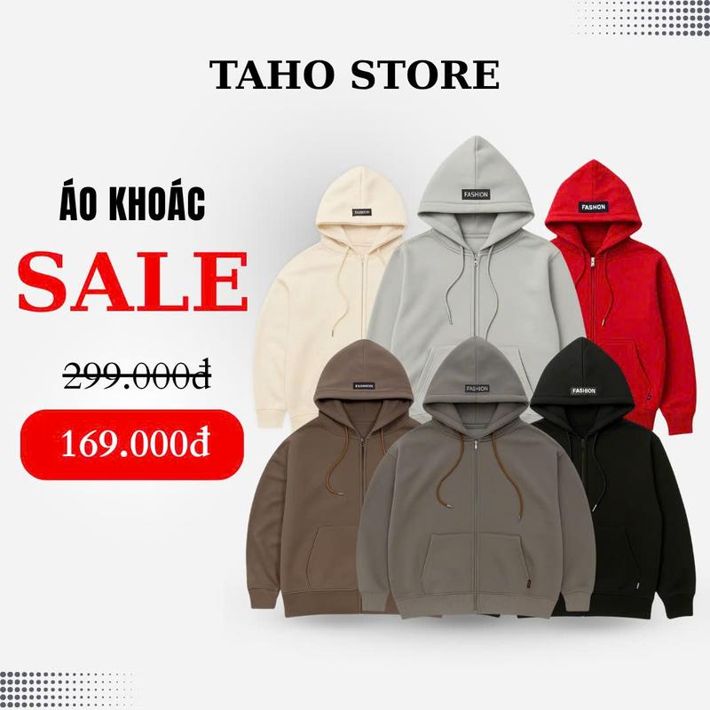 Áo Khoác Nỉ - Áo Khoác Form Rộng Nam Nữ Khoá Kéo, Nón To Unisex TAHO Basic Hot Trend Women Top Hoodie