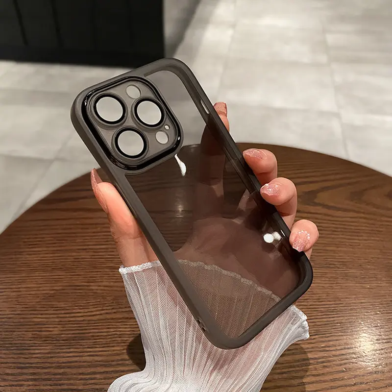 Ốp Lưng iPhone, Thiết Kế Đơn Giản, Màu Xanh Dương Trong Suốt, Ốp Mềm, Có Màng Bảo Vệ Ống Kính Tích Hợp, Thích Hợp Cho iPhone 11, 12, 7Plus, 11Promax, 15Pro, 13Pro, 14, 11Pro, 16Promax Và 16 7