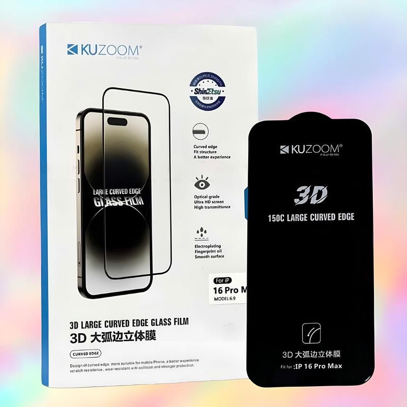Kính cường lực 3D Kuzoom trong suốt chống trầy xước, bảo vệ màn hình dùng cho tất cả dòng điện thoại iP