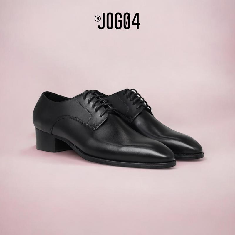 Giày Derby high heel JOG04 - thiết kế hiện đại , da bò mộc , đế phíp gỗ cao 4,5cm ( HH2 )