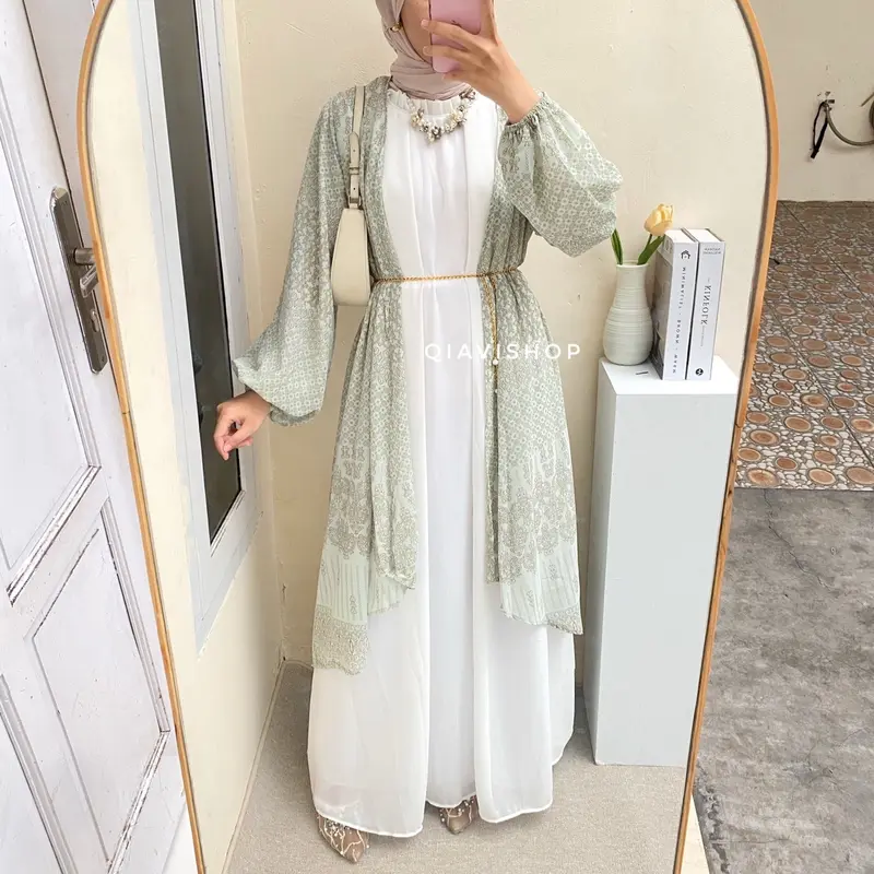 SAFIR MAXI DRESS - GAMIS CERUTTY 2IN1 INNER + OUTER + BELT MEWAH PREMIUM BUTIK BERKUALITAS GAMIS Cantik Nyaman Muslim Wanita Diamond 2