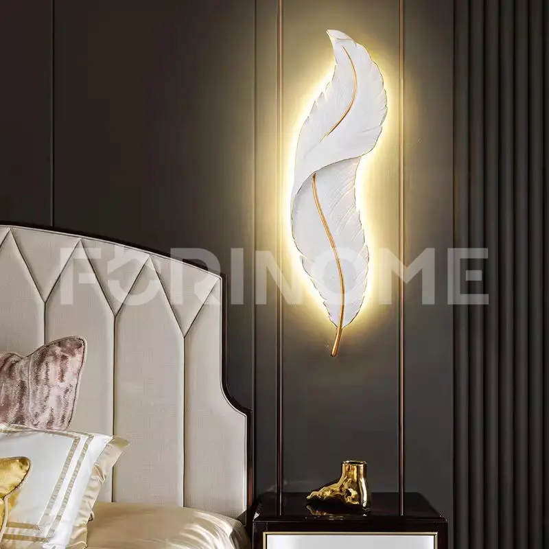 Lampu Dinding Bentuk Bulu Gaya Nordic Minimalis 3 Warna Lampu Hias Dinding LED Untuk Lampu Dinding Kamar Tidur  Ruang Tamu Dekorasi Pencahayaan TV Sofa 3
