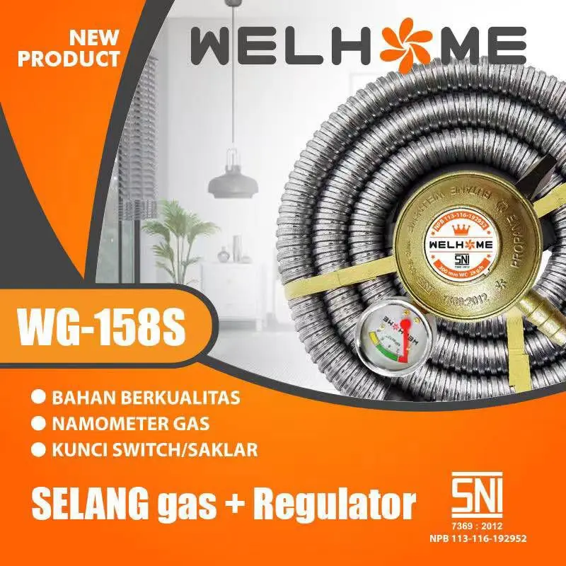 Regulator Gas dan Selang Welhome WG 158S BJ untuk Penggunaan Rumah Tangga