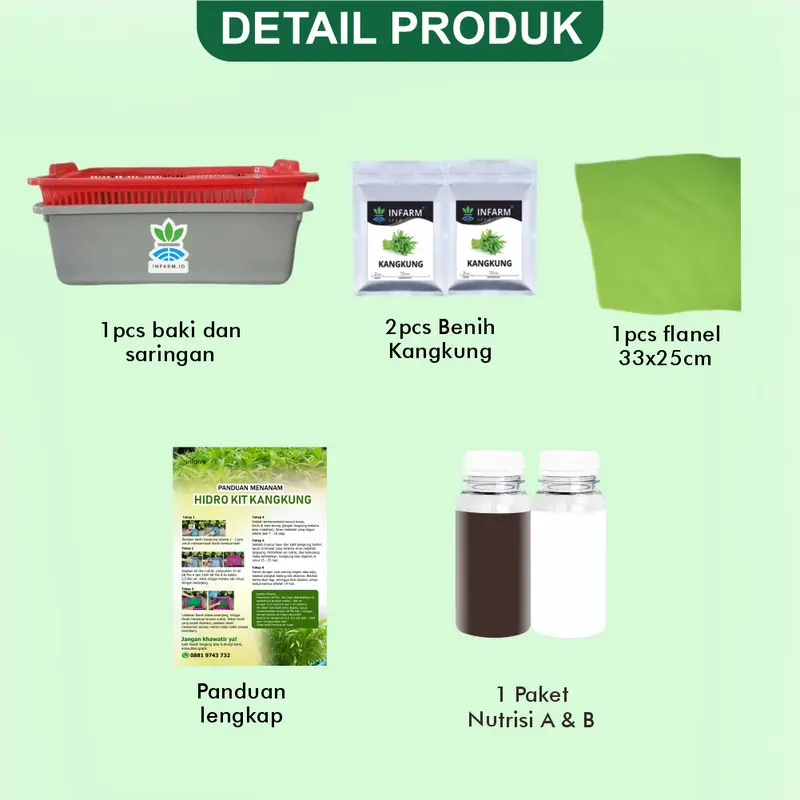INFARM - Paket Kit Hidroponik Rakit Apung Kangkung Bak Persegi Daun Kotak 1