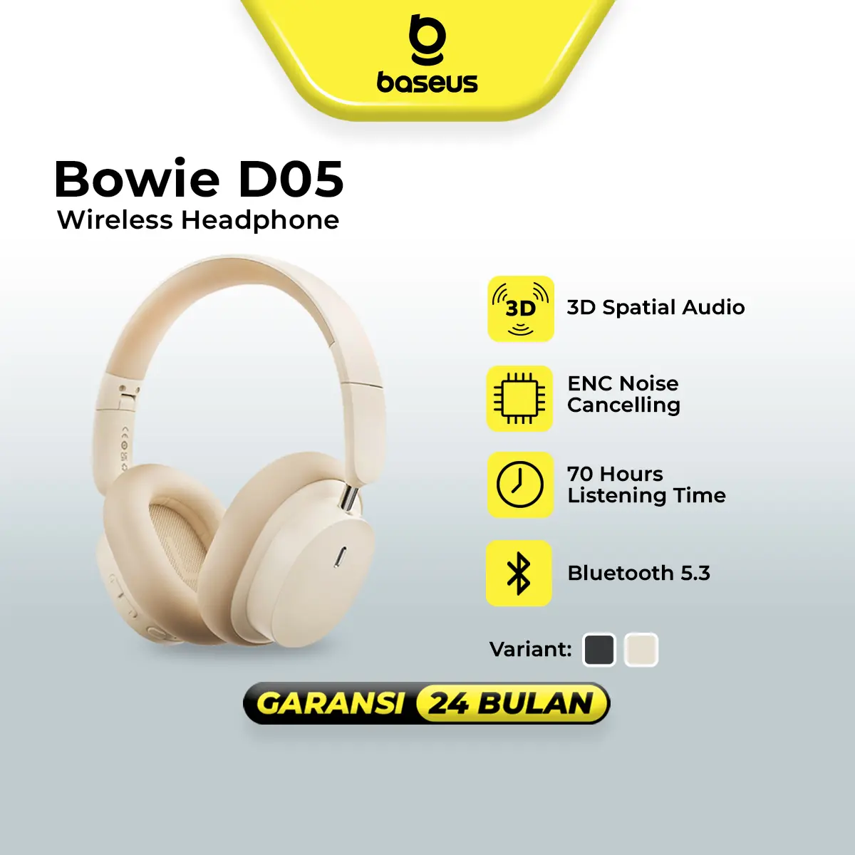 Baseus Bowie D05 Wireless Headphones Bluetooth Earphone - Headset For Pc & Handphone