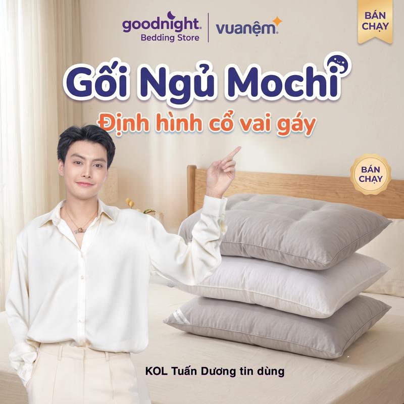 Combo 2 ruột gối gòn lông vũ định hình Goodnight Mochi 45x65cm, gối công thái học siêu mềm mại, giúp giấc ngủ sâu chống đau cổ vai gáy - Goodnight Bedding