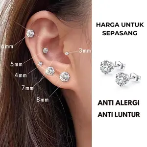 Anting Titanium Wanita Anti Karat & Anti Luntur High Quality 3mm-8mm Anti Alergi Cewek Bulat Material Titanium Steel 316L Sepasang Anting Titanium Wanita Anti Karat & Anti Luntur High Quality 3mm-8mm Anti Alergi Cewek Bulat Material Titanium Steel 316L Sepasang