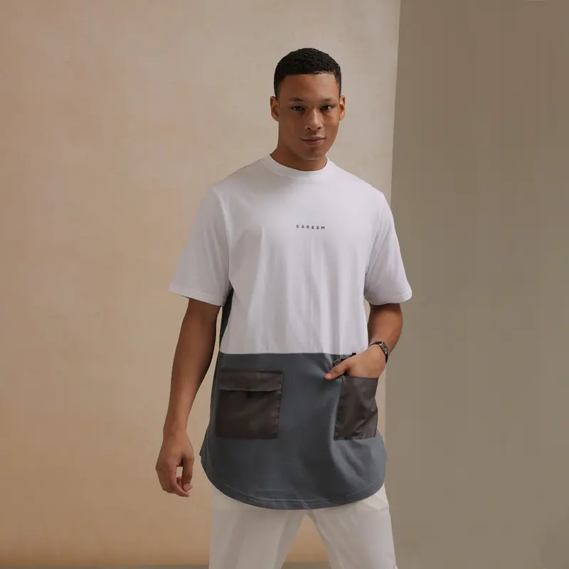 KAREEM SSK DOP KAOS KURTA LENGAN PENDEK Cream Grey 7
