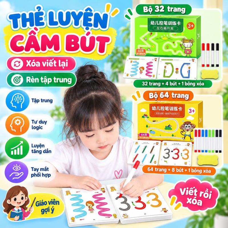 Bảng Viết Thông Minh Cho Bé 2-5 Tuổi, Đồ Chơi Giáo Dục Montessori Kết Hợp Xóa Đa Năng, Rèn Luyện Tư Duy & Phát Triển Trí Tuệ, Quà Tặng Hoàn Hảo Cho Trẻ