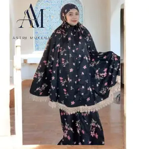 ASTRI MUKENA Mukena Traveling 2in1 Resleting Dagu Katun Premium Motif Printing Lembut Mewah dengan Tas Pouch Serut dan Renda Zipper