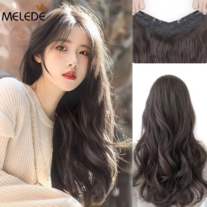 MELEDE HAIRCLIP KOREA BIGLAYER WAVE/wig wanita/Kualitas Tinggi Hairclip Bottom Curly Hairclip Curly Panjang Murah 60cm