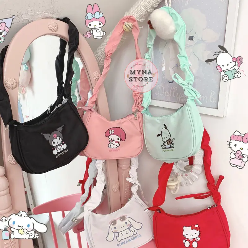 Mynastore - Tas Selempang Sanrio Kuromi Melody Moroll Pochacco Tali Kerut - TPS020 8