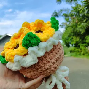 Mini Chunky bouquet flower crochet (Daisy) Buket Bunga Hadiah Rajut