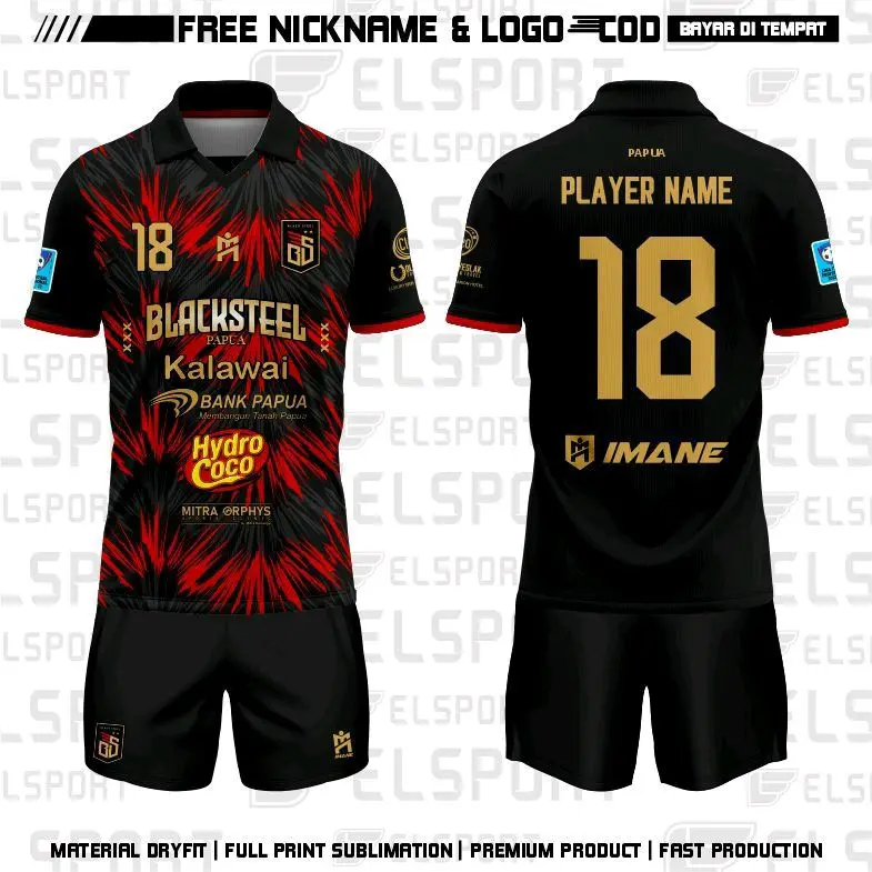 Jersey Custom Sepakbola&Futsal Home Blacksteel new Full Printing