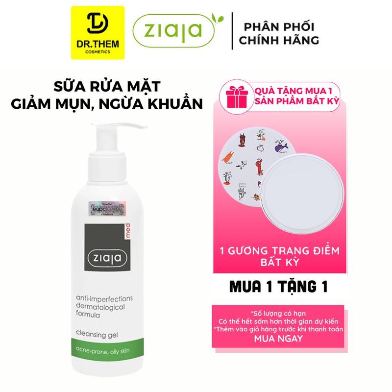  Sữa Rửa Mặt Giảm Mụn Ngừa Khuẩn - Ziaja Med Anti Imperfections Formula Cleansing Gel 200ml 