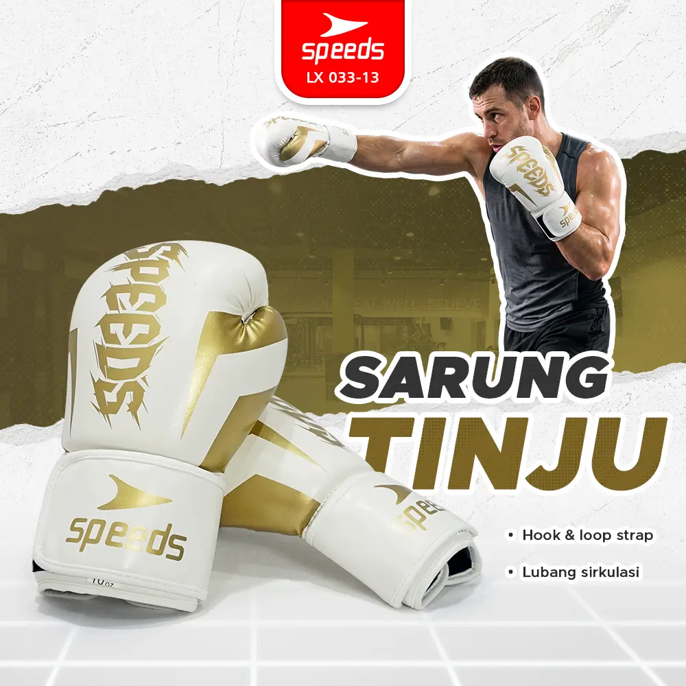 SPEEDS Boxing Gloves 10-12 OZ Sarung Tinju Premium PU Leather Muay Thai 033-13