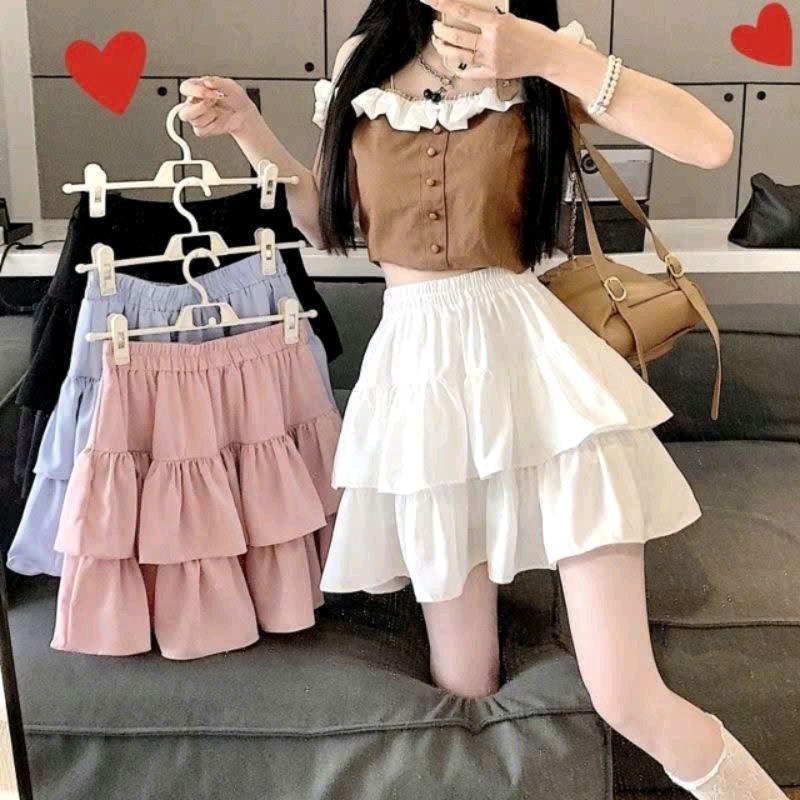 Váy Công Chúa Phong Cách Hàn Quốc - Váy Layered với Thiết Kế Ruffle - Phù Hợp cho Mọi Dịp - Chất Liệu Mềm Mại
