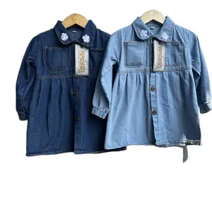 Mini Dress Jeans Anak Perempuan Model Sheila untuk Usia 1-4 Tahun - Fashion Gaun Lengan Panjang  Katun