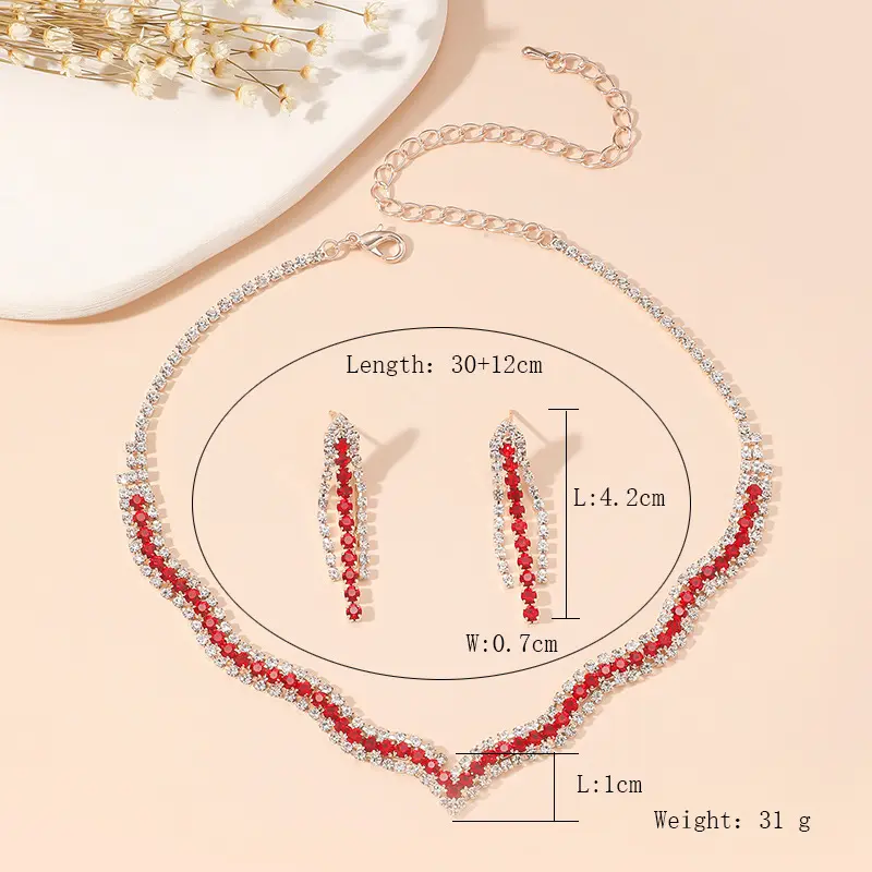 Bộ Bông Tai Vòng Cổ Pha Lê, Cô Dâu, Đồ Trang Sức Cưới Cô Dâu, Vòng Cổ Choker Kim Cương Giả, Bộ Trang Sức Trang Phục Dạ Hội, Dành Cho Phụ Nữ Và Trẻ Em Gái, Bộ 3 Món, Bao Gồm 2 Bông Tai Và 1 Vòng Cổ 2