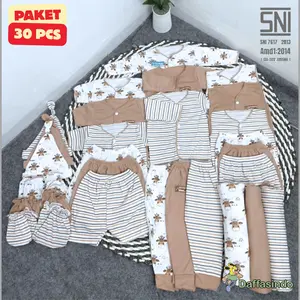 Daffasindo 30Pcs Paket Baju Bayi Siap Lahiran 18 pcs Baju Celana  Topi  Sarung Tangan  Kaki Bedong baju  bayi  6–12  bulan Parsel Parsel  Paket Hemat Baju Bayi Baru Lahir