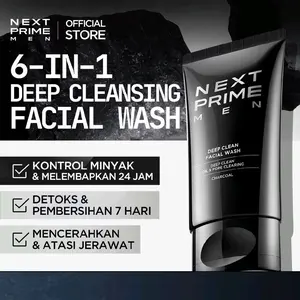 Next Prime Men Facial Wash - Deep Clean & Brightening - Sabun Wajah Pria 100gr  untuk Kulit Cerah & Bersih