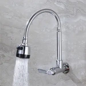 Kran Air Angsa Fleksibel Wastafel Tembok Sink  Stainless Kuningan Cuci Piring Minimalis Premium Keran