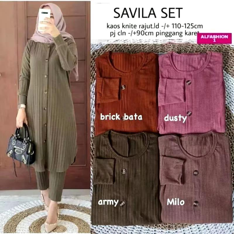 DISKON!! Setelan wanita jumbo Savila set long tunik knit hornet premium / setelan knit hornet full kancing terbaru