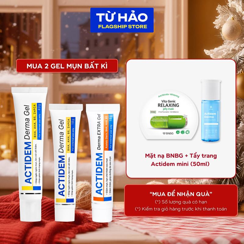 TẶNG 2 QUÀ KHI MUA 2 TUÝP GEL MỤN ACTIDEM DERMA GEL EXTRA GEL HỖ TRỢ GIẢM MỤN MỜ THÂM 18 40 GRAM Skincare