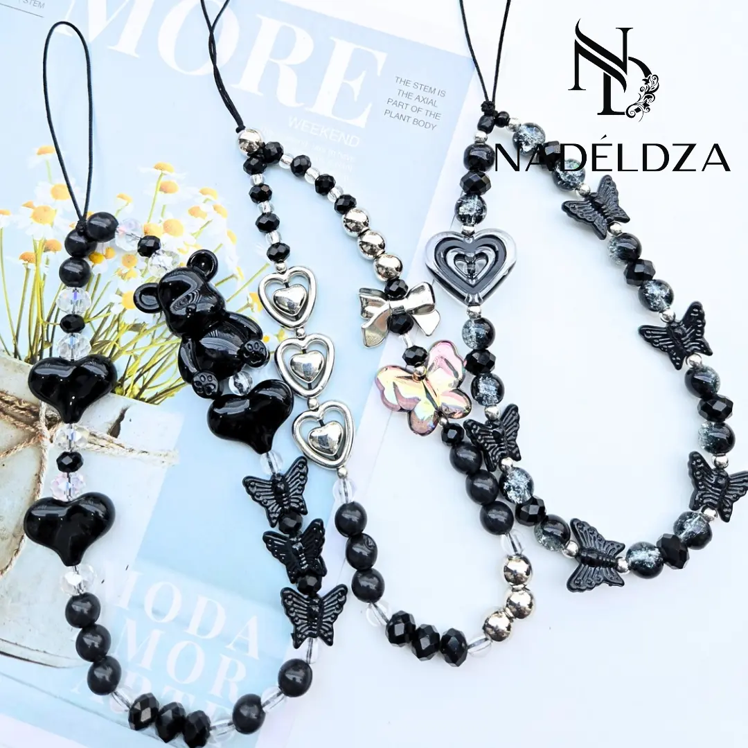 Nadeldza Phone Strap Hitam Dalia Black Series Gantungan HP Lucu / Korean Phone Strap Aesthetic