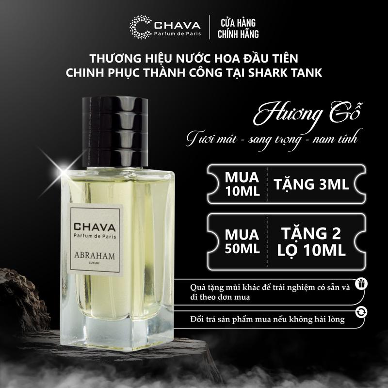 Nước Hoa Nam Đẳng Cấp Cuốn Hút CHAVA LUXURY ABRAHAM Mùi Hương Gỗ Trầm Ấm Nam Tính Điềm Tĩnh - Phong Cách Chân Thành Trưởng Thành Đáng Tin Cậy - Chính Hãng Lưu Hương Lâu 6-8h Da & 3-7 Ngày Quần Áo Tiêu Chuẩn Pháp Perfume Xịt Thơm