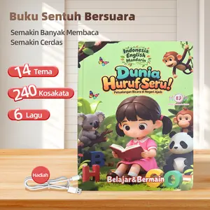 Habibi Buku Edukasi Anak 240 Kosakata & 14 Tema dengan Suara Hewan Asli Cocok untuk Usia 3+ Tahun Dunia Huruf Seru Buku Suara Bilingual 3 Bahasa Indonesia English Mandarin