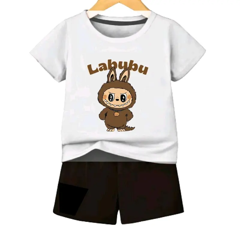 Setelan Anak Labubu Monster Drawing Kaos Dan Celana Laki Perempuan Kids Fashion 0
