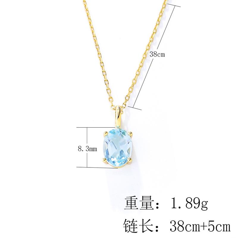 Product Introduction of [925 Silver]Necklace Summer Sweat & Tarnish Resistant Sapphire pendant Hypoallergenic Dainty Necklace for Women Fashionable and versatile jewelry 0