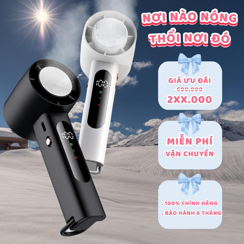 Quạt Sò Lạnh 100 Cấp Độ Gió Sử Dụng Màn Hình LED Hiển Thị Pin Và Chế Độ Gió Chi Tiết Thời Gian Sử Dụng Dài Móc Treo Tiện Lợi Điều Hoà Không Khí Khoảng Cách Làm Mát Lên Tới 10M Pin 3600 mAh