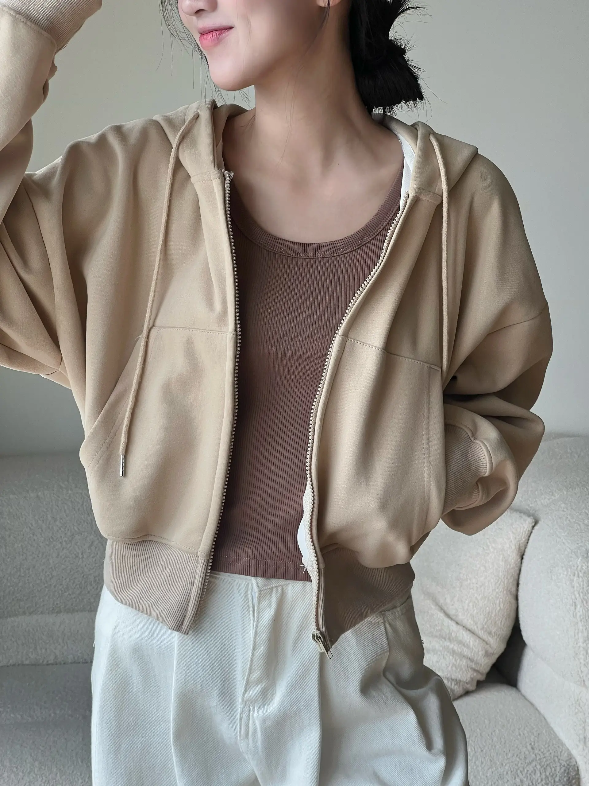 Áo Khoác Nỉ Croptop Mũ Siêu To, Áo Hoodie Zip Dày Dặn Form Rộng Hàn Quốc, Áo Dáng Ngắn Siêu Xinh Chất Nỉ Hàn Miho House | BigBuy360 - bigbuy360.vn