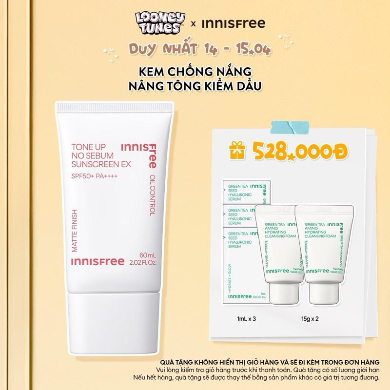 Kem chống nắng nâng tông kiềm dầu INNISFREE Tone Up No Sebum EX SPF 50+ PA++++ 60 mL Skincare ChốNg NắNg Nữ Chăm Sóc Da Sunscreen