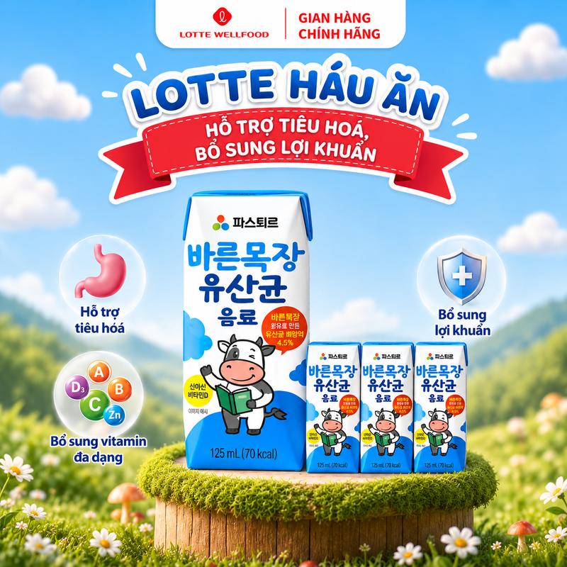 [ 1 Thùng ] Lotte Háu Ăn - Nước Uống Lợi Khuẩn - Cung Cấp Thêm Vitamin,  Men Vi Sinh