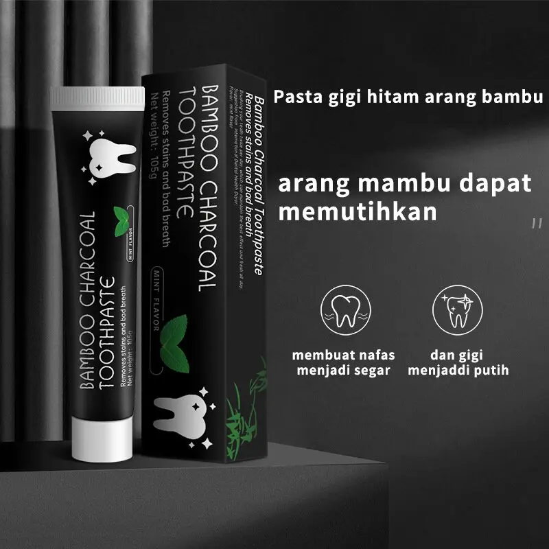pasta gigi pemutih dan perontok karang gigi bamboo charcoal toothpaste odol pemutih gigi menghilangkan bau mulut Kuning Memutihkan Bersihkan karang gigi Kelapa Siwak 2