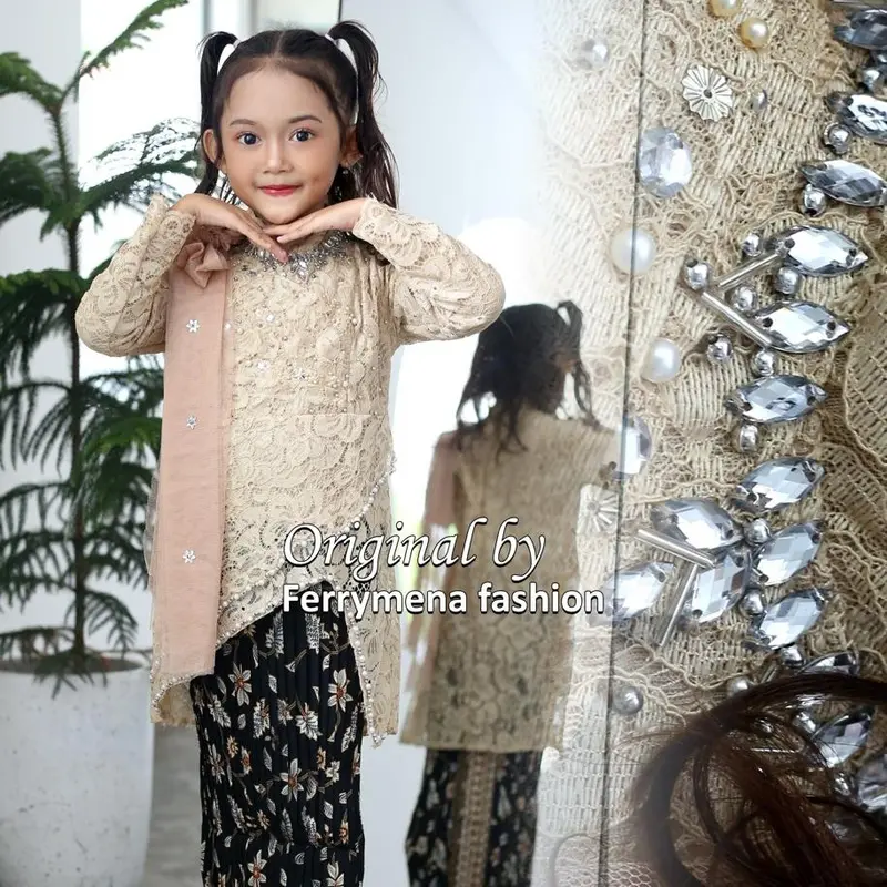 Baju Kebaya Pesta Anak Tanggung umur 4-12 tahun Kebaya Selendang Anak Payet Baju Kondangan Anak Perempuan Atasan Kebaya Anak Bordir Seragam Fashion 6