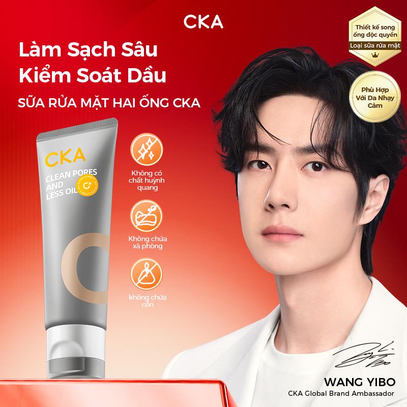  Sữa rửa mặt ống đôi CKA Đất sét trắng Amino Acid làm sạch sâu kiềm dầu cải thiện lỗ chân lông và mụn đầu đen phù hợp cho mọi loại da 
